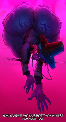 1boy 1femboy ass big_ass bottom_heavy bottom_heavy_femboy bottom_heavy_male clothing demon dialogue face_down_ass_up fat_ass femboy femboy_focus gay girly glowing glowing_eyes hat huge_ass kpop_demon_hunters large_ass looking_at_viewer male male_only massive_ass notsafe4marcus romance_(kpop_demon_hunters) saja_boys sharp_nails showing_off showing_off_ass solo talking_to_viewer text thick_ass thick_thighs thunder_thighs top-down_bottom-up trap wide_hips wobbling_ass yaoi yellow_eyes