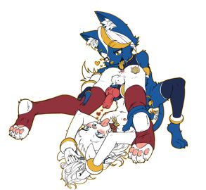 alpha_channel anal anthro bodily_fluids bondage collar cuff_(restraint) dripping duo e621 genital_fluids hand_cuffs handjob handjob_while_rimming heart_symbol hexerade knot koud3x logo long_hair male male/male mascot nipples oral paws precum precum_drip restraints rimming sex tagme taigaxholic toe_beans