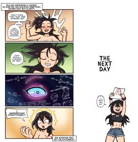 1futa 5_panel_comic celebrating choker cum_everywhere dog_collar enlightened enlightenment feeling_good flushed_face futa_gooner futanari gooner goonette gooning grade halo intersex leather_choker long_black_hair mrbooshmaster original post-nut_clarity post-orgasm post_nut_enlightenment trans_woman transfem willow_(mrbooshmaster)