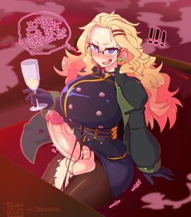 1futa aethella_mugolm alcohol balls big_balls big_breasts big_penis blonde_hair blue_eyes breasts clothed clothing coat cup dialogue earrings english_text erection exposed_penis female female_to_futa futa_only futa_transformation futanari genital_expansion genital_growth genital_growth_(enlargement) glasses gloves huge_cock human intersex legs_together light-skinned_futa light_skin long_hair long_sleeves messy_hair mole_under_eye mostly_clothed obosaucy penis penis_expansion penis_growth penis_growth_(enlargement) penis_out penis_tearing_clothes ripped_clothing sitting solo solo_futa testicles text text_bubble thetenk thin_waist torn_clothes transformation wardrobe_malfunction wide_hips