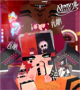 1girls 2boys 3d alec_(alechostmc) ambiguous_penetration anal armwear artist_name artist_self-insert artist_signature bandaid bandaid_on_face black_eyeshadow black_hair black_nails choker dark-skinned_male dark_skin ellie_walls_(odysseyellie) emanata eyeshadow female female_focus fishnet_armwear freckles freckles_on_face from_behind functionally_nude functionally_nude_female goth_girl green_eyes holding_penis holding_phone indoors interracial interracial_sex jack-o_pose jem_(chaosdiamond) laced_boots light-skinned_female light_skin male male_penetrating male_penetrating_female male_pov mine-imator minecraft mmf_threesome muscular muscular_male nipple_piercing nipples nude nude_male odysseyellie onomatopoeia oral oral_penetration oral_sex penetration penis phone piercing plap red_hair ripped_clothes ripped_clothing ripped_pants sex skull_hair_ornament spitroast straight threesome thrusting two-tone_hair