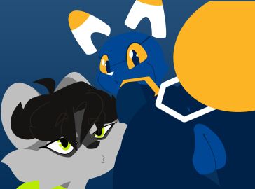 anthro anus ass cuntboy duo e621 esix female genitals hi_res intersex looking_at_viewer looking_back male mammal mascot mehtrashycoon procyonid pussy raccoon