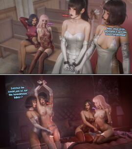 2koma 3d 4girls angry arms_above_head arms_behind_back bare_shoulders before_and_after black_hair black_lipstick blush bondage bondage_gear bound bound_arms bound_wrists breasts captured cleavage collar comic crossed_legs cuckquean cuff_(restraint) cuffs defeated dialogue dominant dominant_female domination dress exposed_breasts exposed_nipples female female_only femdom femsub fetish forced_orgasm forced_wedding gag gagging garter_belt garter_straps gloves groping groping_breasts instant_loss_2koma kneeling legs lesbian_couple lesbian_domination lezdom lingerie mercierharrogate moaning original original_character original_characters petite pink_hair restrained restrained_arms restraints see-through_clothing self_upload sexy small_breasts stockings submissive submissive_female sweat tape_gag thighs thin_waist tied tied_arms tied_up tight_clothing toy twins vibrator wedding_dress wedding_lingerie wrist_cuffs yuri