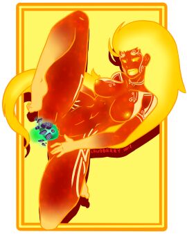 1girls dildo european_mythology female goddess hi-rez_studios lewdberry masturbation mythology norse_mythology nude orange_body pussy sex_toy smite sol_(smite) solo spread_legs vaginal_insertion vaginal_penetration