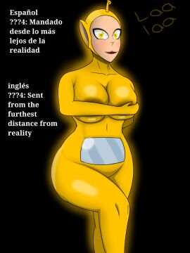 2d anthro female female_focus female_only laa-laa light_skin slendytubbies tagme teletubbies yellow_body yellow_eyes yellow_fur