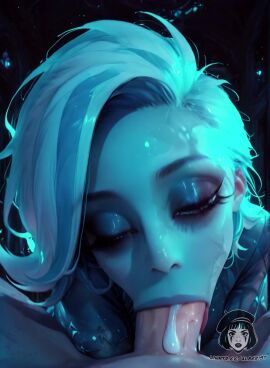 1boy 1girls ai_generated ai_video alberist blue_eyes blue_hair blue_skin close-up clothed_female_nude_male colored_skin cum cum_in_mouth deepthroat eyeshadow fellatio fellatio_face forehead ghost ghost_girl large_penis long_eyelashes oral phantasma_phantom pov scooby-doo solo_focus straight streaked_hair tagme thick_lips veiny_penis video white_hair wide_eyed