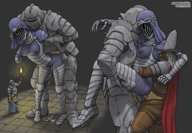 1girls abyss_watchers dancer_of_the_boreal_valley dark_souls dark_souls_3 double_penetration female giantess gray_skull sex_from_behind