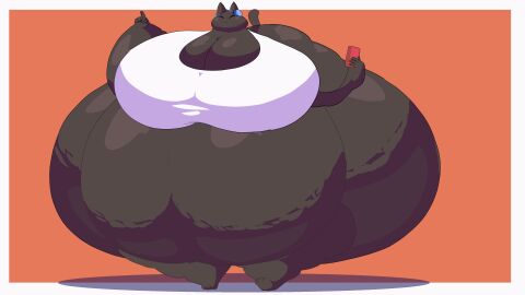 1girls adansin animated anthro ass belly belly_overhang big_belly black_fur breasts cleavage closed_eyes fat feline feline_humanoid female female_focus female_only furry headphones hips hyper hyper_ass hyper_breasts katy_(adansin) large_ass large_belly large_breasts overweight overweight_female phone stomach swaying swaying_breasts swaying_hips tank_top thick_thighs thighs walking weight_gain wide_hips