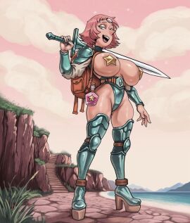 big_breasts ceraralaz female knight knight_armor pasties pearl_(steven_universe) steven