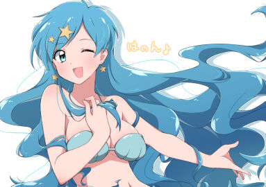 1girls big_boobs big_breasts big_tits blue_eyes blue_hair bra breasts earrings female hanon_hosho hiragana_(script) huet-pc japanese_text jpeg large_boobs large_breasts large_tits light-skinned_female light_skin long_hair merfolk mermaid mermaid_melody_pichi_pichi_pitch princess solo_female star_earrings text tits