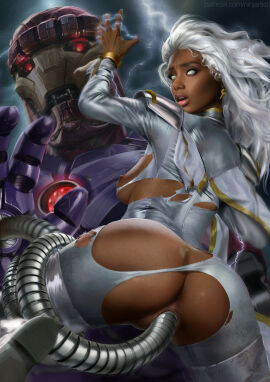 anus areola areolae ass ass_focus asshole big_ass big_breasts breasts breasts_focus dark-skinned_female dark_skin female female_focus female_only female_penetrated marvel marvel_comics ninjartist nipples nude nude_female pussy realistic robot robot_tentacles sentinel storm_(x-men) tendrils tentacle torn_bodysuit torn_clothes torn_clothing torn_legwear vagina vaginal vaginal_penetration vaginal_sex white-haired_female white_hair x-men