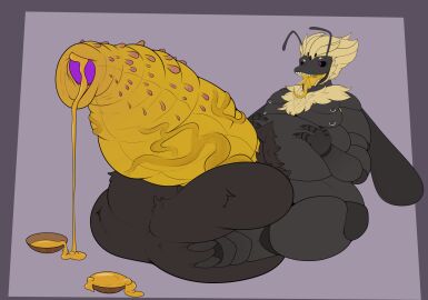 1boy antennae_(anatomy) armpit_hair arthropod balls bee big_balls big_penis black_balls black_body blonde_hair bodily_fluids body_hair bumble_bee_(species) colored_cum cum foreskin genital_fluids genitals glans hair hi_res huge_balls huge_cock hymenopteran hyper hyper_balls hyper_genitalia hyper_penis insects leaking_precum male male_only miel_the_bumblebee nipple_piercing nipples penis piercing precum purple_glans rokie38 softbeeplease solo tongue uncircumcised unusual_bodily_fluids unusual_cum unusual_genital_fluids vein veiny_penis wings yellow_cum yellow_penis yellow_tongue