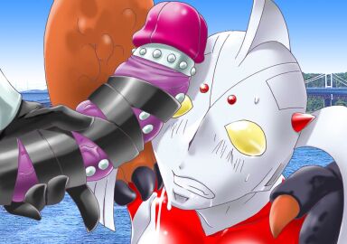 alien alien_girl alien_humanoid breasts female male milf mother_of_ultra penis penis_out rubbing_penis_on_face thighs ultraman_(franchise) ultrawoman_marie