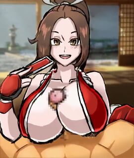 1boy 1girls animated big_breasts big_penis breasts censored english_text fatal_fury female happy happy_paizuri happy_sex huge_breasts king_of_fighters large_breasts mai_shiranui male mp4 musi_cassie paizuri penis penis_between_breasts pov shorter_than_10_seconds shorter_than_30_seconds snk sound straight tagme video vkid