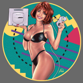1girls aaron_page_(artist) artstation black_lingerie chocolate_cake_gameboy_and_me female female_focus lauren_holly light-skinned_female lingerie picket_fences_(series) sega sega_saturn