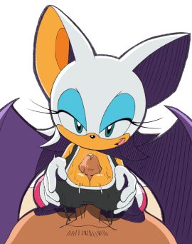 bat bat_wings blue_eyeshadow boob_window bra breasts clothing eyelashes female gloves jamesama kolsan large_breasts long_eyelashes looking_at_viewer male paizuri paizuri_lead_by_female paizuri_on_lap paizuri_under_clothes penis pov pov_eye_contact precum rouge_the_bat rouge_the_bat_(riders) rouge_the_rider shiny_breasts shiny_skin smile smiling_at_viewer sonic_(series) sonic_riders sonic_the_hedgehog_(series) sports_bra style_emulation tan_body tan_skin teal_eyes titfuck white_fur white_hair wings