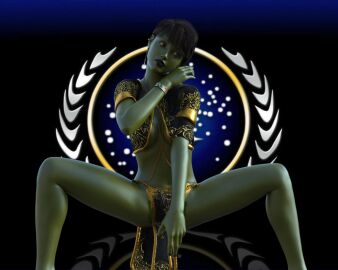 1girls 3d dabnis-sinbad dancer dancer_outfit daz_studio female female_only green-skinned_female green_skin orion_(species) orion_slave_girl solo star_trek
