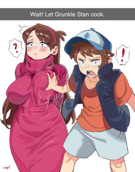 1boy 1girls aged_up baseball_cap big_breasts blush blush_lines breasts brother_and_sister brown_hair cap celyn404 dipper_pines disney disney_channel disney_xd english_text female gravity_falls incest large_breasts light-skinned_female light-skinned_male light_skin long_hair mabel_pines male meme pine_tree_(symbol) sister straight uyzoc