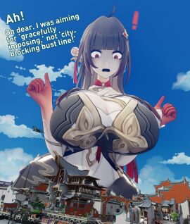 1girls breasts decodec female giantess honkai:_star_rail honkai_(series) huge_breasts lingsha_(honkai:_star_rail) tagme text