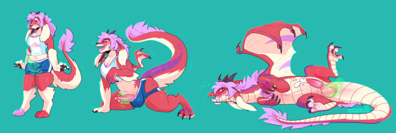 2021 ambiguous_gender ambiguous_on_anthro anthro anthro_to_feral balls balls_fondling biped black_nose blush bodily_fluids bottomwear breasts claws clothed clothing colored countershade_face countershade_feet countershade_fur countershade_neck countershade_tail countershade_torso countershade_wings countershading cum cum_from_penis cumshot disembodied_hand dragon duo ejaculation erection feet female female_(lore) fondling ftm_transformation fully_clothed fur futanari gender_transformation genital_fluids genitals green_background growth hair handjob hhazard horn intersex itm_transformation kneeling lagomorph leaking_cum leporid looking_at_genitalia looking_at_own_penis looking_at_penis looking_at_self looking_pleasured lying male male/ambiguous mammal markings membrane_(anatomy) membranous_wings mid-transformation motion_lines mythological_creature mythological_scalie mythology nude on_side open_mouth pawpads paws penile penis purple_hair purple_markings quadruped rabbit red_body scalie sex sharp_teeth simple_background smile solo_focus species_transformation standing tail teeth tongue tongue_out topwear torn_clothing transformation white_markings wing_claws wing_growth wings