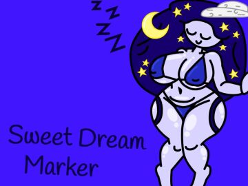 blue_bikini cloud dark_blue_body dark_blue_hair female find_the_markers justmad9876 moon object_show object_shows sleeping sleepy solo stars sweet_dream_marker white_skin zzz