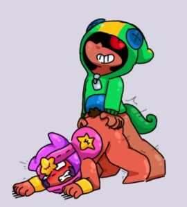 2boys brawl_stars dark-skinned_male dark_skin female gay gay_sex green_hoodie hoodie hoodie_only leon_(brawl_stars) male male/male male_only sandy_(brawl_stars) yaoi young