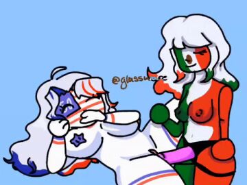 animated breasts countryhumans countryhumans_girl female mexico_(countryhumans) penetration pussy sex strap-on strapon united_states_of_america_(countryhumans) vagina vaginal vaginal_penetration vaginal_sex yuri