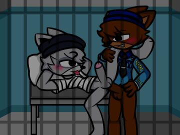 artist_request black_and_white_clothing black_hat blue_hat brown_body doggy_(piggy) furry gay grey_body male male_only official_design piggy:_book_2 piggy_(game) police_uniform rash_(piggy) roblox roblox_game source_request tagme