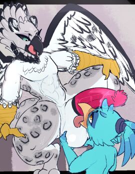 abs ambiguous_gender anthro ass avian balls balls_lick beak big_ass big_butt big_penis black_sclera blue_body blue_feathers bodily_fluids digital_media_(artwork) duo erection feathered_wings feathers feet femboy fur gay gay_male genitals green_eyes grey_body grey_feathers grey_fur gryphon homosexual homosexual_male huge_ass huge_butt licking male male_penetrated male_penetrating male_penetrating_male multicolored_body multicolored_fur muscular muscular_anthro muscular_male mythological_avian mythological_creature mythology nude open_mouth oral pecs penile_spines penis sex sitting solo_male tail talons tfzn toes tongue tongue_out two-tone_body two-tone_fur white_body white_feathers white_fur wings yaoi