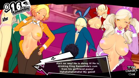 3d ann_takamaki ass bad_end big_breasts bisexual blonde_hair breasts bunny_ears bunny_girl bunnysuit corruption cuckold cuckold_meal curvaceous dark-skinned_female dark_skin drinking_cum enemy_conversion female gyaru haru_okumura joker_(persona) kasumi_yoshizawa koikatsu large_ass large_breasts laughing licking_cum lordem makoto_niijima netorare ntr pasties persona persona_5 ren_amamiya reverse_bunnysuit sakura_futaba suguru_kamoshida sumire_yoshizawa tanned yellow_eyes