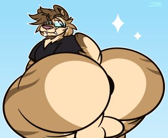 2024 absurd_res anthro anus ass backsack balls ballsack beard big_ass big_butt brown_body brown_fur brown_hair brown_tail clothed clothing dark_shirt digital_drawing_(artwork) digital_media_(artwork) eyebrow_through_hair eyebrows eyewear facial_hair fangs felid feline felis fur fur_markings gay genitals glasses gradient_background hair half-closed_eyes half_naked hi_res huge_ass huge_butt hyper hyper_ass hyper_butt jaymisc looking_at_viewer looking_back male mammal markings narrowed_eyes pink_nose prehistoric_species presenting presenting_hindquarters saber-toothed_tiger saberspark saberspark_(furry) sabertooth_(anatomy) shirt short_tail simple_background solo solo_anthro solo_focus solo_male standing stephen_carver striped_body striped_fur stripes tail teeth testicles toony topwear translucent translucent_hair tuft watermark wearing_glasses wide_hips youtube youtuber