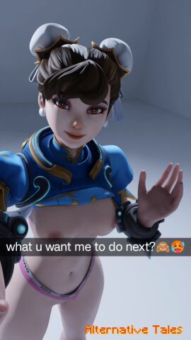 1girls 3d 9:16 anus breasts brown_hair bun_cover chun-li_(cosplay) chun-li_juno clothing_aside double_bun english_text juno_(overwatch) light-skinned_female light_skin overwatch overwatch_2 pa panties panties_aside pink_panties pussy red_eyes selfie shirt_lift shorter_than_10_seconds small_breasts snapchat social_media solo street_fighter street_fighter_6 tagme vertical_video video