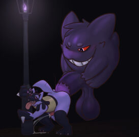 anal anal_sex anthro balls bent_over big_penis bodily_fluids canid canine doragy duo felid feline fluffy generation_1_pokemon generation_4_pokemon gengar genital_fluids genitals ghost happy hi_res huge_cock hypnosis looking_pleasured lucario male male/male male_only mammal mind_control nintendo open_mouth paws peeing peeing_during_sex peeing_while_penetrated penetration penis pokemon pokemon_(species) presenting sex size_difference spiked_penis spikes spikes_(anatomy) spirit tail tail_motion tailwag teeth teeth_showing tongue tongue_out urinating urinating_male urine