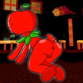 anus anus_peek apple apple_(bear) apple_butt ass ass_focus ass_up asshole backsack ball_(object) balls ballsack bear_(game) bear_tail leaf leaf_necklace male male_only nervous_sweat red_body tagme tishabox20