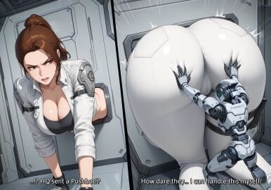 1girls ai_generated annoyed annoyed_expression ass ass_focus ass_grab big_ass big_butt big_thighs breasts brown_eyes brown_hair clothed clothed_female deep_skin emphasis_lines english_text fours grabbing_another's_ass grabbing_ass grabbing_from_behind groping hailey_(the_first_descendant) hailey_scott huge_ass huge_butt lt4_ai multiple_views on_all open_mouth pants ponytail pushing questionable_consent robot self_upload size_difference stable_diffusion stuck stuck_in_object stuck_in_vent text the_first_descendant thick_ass thick_thighs thigh_strap what_are_you_doing step_bro? white_pants wide_hips