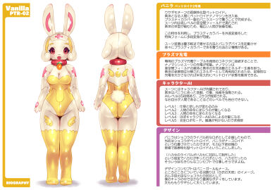 2023 absurd_res anthro clothing collar female hat headgear headwear hi_res lagomorph legwear machine mammal nurse_clothing nurse_hat nurse_headwear petroid rabbit_ears red_eyes robot scut_tail short_tail solo stockings tail tetetor-oort translated translation_check vanilla_(tetetor-oort) yellow_clothing yellow_legwear yellow_stockings