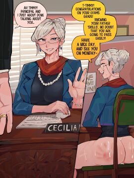 after_sex age_difference ass big_ass big_breasts bottomless breasts bubble_ass bubble_butt casual casual_nudity cecilia_(diforland) cum cum_in_pussy diforland elderly_female father_and_son female gilf grandmother hickey male older_female original original_character partial_male principal principal_and_student public public_nudity pussy school slap_mark student sweat teacher_and_student topwear