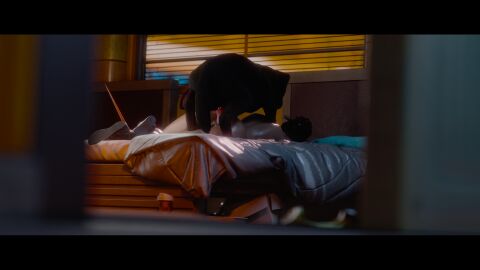 3d anal anal_sex balls bed bestiality canid canine canine_on_human canine_penis canis cyberpunk_2077 domestic_dog female female_on_feral feral feral_on_female feral_on_human human human_female human_on_feral knot knotted_penis male nude panam_palmer penis sleep_sex sleeping zoophilia