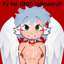 blue_hair collar femboy green_eyes half_blind hibrid lil.btch_boy lilbitchboy_tiktok male wings