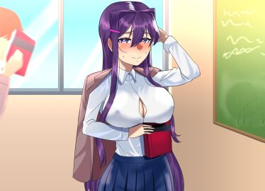 after_sex blush blushing_at_viewer doki_doki_literature_club female kahullt looking_at_viewer yuri_(doki_doki_literature_club)