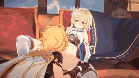 3d aether_(genshin_impact) animated blonde_hair brother_and_sister female genshin_impact horny_female koikatsu lumine_(genshin_impact) mihoyo pleasure_face sex straight unknown_artist