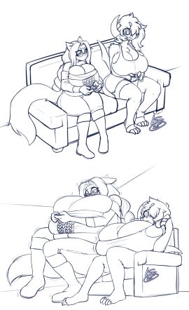 absol ass ass_expansion before_and_after big_breasts bigger_female blush breast_expansion breast_growth breast_growth_(enlargement) breasts breasts_bigger_than_head breasts_bigger_than_torso breasts_on_lap bursting_breasts cleavage cynthia_(lunarspy) expansion female furry gigantic_ass gigantic_breasts gigantic_butt gigantic_thighs growth growth_drive height_growth huge_breasts hyper hyper_breasts hyper_genitalia inconvenient_breasts lunarspy playing_videogame pokemon pokemon_(species) size_difference tagme thick_thighs thigh_expansion torn_clothes wardrobe_malfunction wide_hips