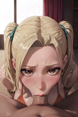 1boy1girl ai_generated big_penis blonde_female blonde_hair blowjob brown_eyes cum deep_blowjob deepthroat deepthroat_no_hands fairy_tail kawaiiboo34 lucy_heartfilia sloppy sound sound_effects tagme video white_skin with_sound