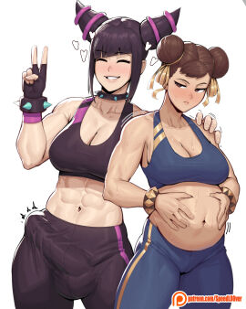 1futa 1girls abs absurdres asian asian_female asian_futa balls bangs big_breasts big_penis black_hair blush bracelet breasts brown_hair bulge bulge_through_clothing busty capcom chinese chun-li cleavage clothed clothing collar covered_penis double_bun erection erection_under_clothes female fingerless_gloves fully_clothed futa_wife futa_with_female futanari hair_bun hair_buns hair_horns hair_ribbon hands_on_own_stomach highres huge_breasts huge_cock human hung if_they_mated intersex jewelry juri_han korean large_breasts large_penis light-skinned_female light-skinned_futa light_skin milf mostly_nude muscular muscular_female pale-skinned_futa pale_skin pants peace_sign penis penis_awe penis_under_clothes pregnant pregnant_belly pregnant_by_futa ready_to_pop ribbon short_hair smile smiling_at_viewer speedl00ver spiked_bracelet spiked_collar spikes sports_bra standing street_fighter street_fighter_6 street_fighter_iv_(series) stretching sweat sweating sweaty sweaty_abs sweaty_body tagme v veiny_penis yoga_pants