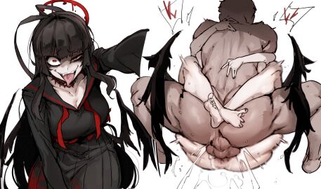 1boy 1girls balls balls_deep blue_archive crazy crazy_eyes crazy_smile cum cum_inside cumming doppel ejaculation feet female hetero instant_loss_2koma leg_lock male maledom mating_press nude nude_female nude_male penetration pussy rough_sex sex sweat tsurugi_(blue_archive) vagina vaginal_penetration vaginal_sex yandere