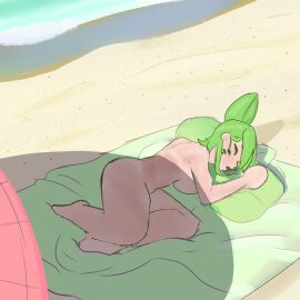 1girls beach female female_only melony_(smg4) naked_female potato_dealer sleeping smg4 smg4_art tan_lines