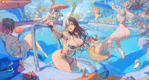 6+girls alcohol alcoholic_drink alternate_costume amber_eyes anis_(nikke) anis_(sparkling_summer)_(nikke) ass bare_legs barefoot beach_chair beach_umbrella bikini black_bikini black_hair breasts breasts_out brown_hair completely_nude crossed_legs cutesexyrobutts female food goddess_of_victory:_nikke green_hair guilty_(nikke) guilty_(wave_of_disbelief)_(nikke) hi_res high_resolution highleg highres hips huge_ass huge_breasts jacket jumping large_breasts legs light_brown_hair long_hair mast_(a_pirate's_heart)_(nikke) mast_(nikke) multicolored_hair multiple_females multiple_girls no_bra no_panties nude nude_female pink_hair ponytail pool poolside red_bikini red_eyes red_hair red_hood_(nikke) rosanna_(chic_ocean)_(nikke) rosanna_(nikke) sakura_(bloom_in_summer)_(nikke) sakura_(nikke) sandals sandals_removed short_hair sitting sitting_on_chair summer swimsuit tattoo thick_thighs thighs twintails umbrella viper_(nikke) viper_(shine_of_love)_(nikke) water watermelon white_bikini white_hair wide_hips yellow_jacket