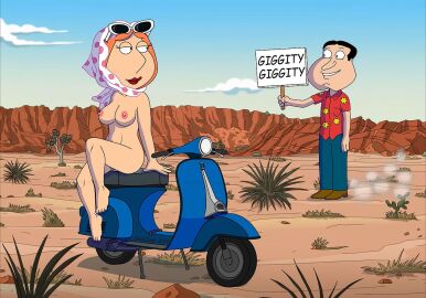 blackzacek clothed_male_nude_female desert family_guy female glenn_quagmire lois_griffin male vespa_(vehicle)