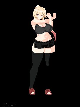 animated ass_expansion belly_expansion breast_expansion indulgences pixel_art rebecca_(indulgences) tight_clothing