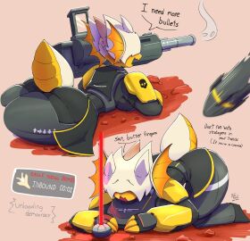 1girls 2020s 2d 2d_(artwork) :3 abdomen alien alien_girl alien_humanoid anthro armor armored_female arthropod arthropod_abdomen arzyparzy ass autocannon big_ass big_butt big_thighs blush breasts bubble_ass bubble_butt bug bug_girl busty child_bearing_hips covered_eyes cute dialogue english english_text female female_focus female_only fingers_together helldiver_(helldivers) helldivers helldivers_2 hi_res highres hips hourglass_figure hunter-chan_(arzyparzy) hunter_(helldivers) i_need_more_bullets insect_girl insects large_ass large_thighs nervous round_ass slim_waist solo solo_female solo_focus tail terminid thick_thighs thighs voluptuous